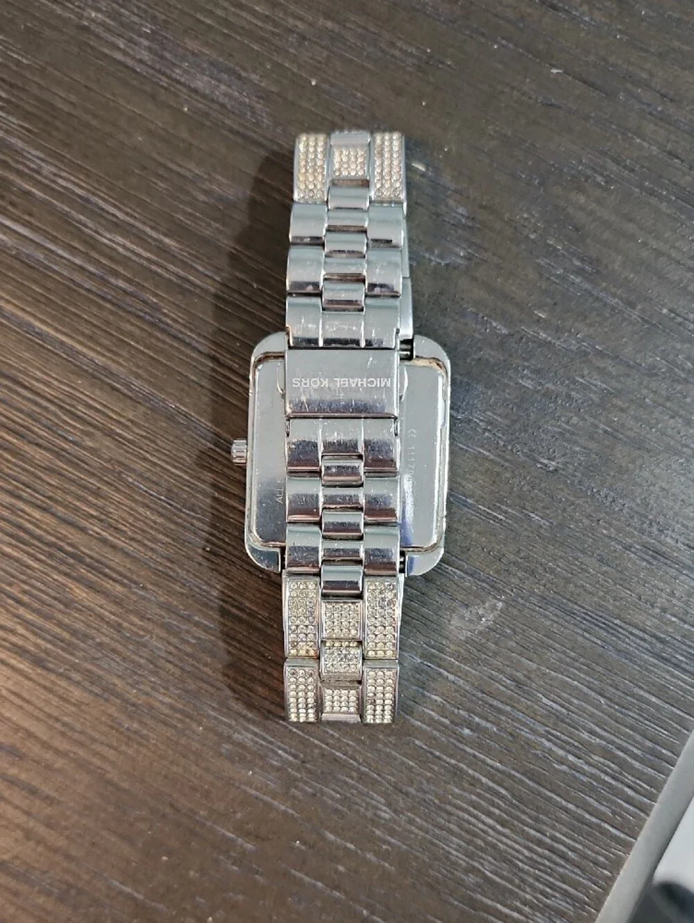 MICHAEL KORS Square Crystal Pavé Statement Watch - Silver Tone
